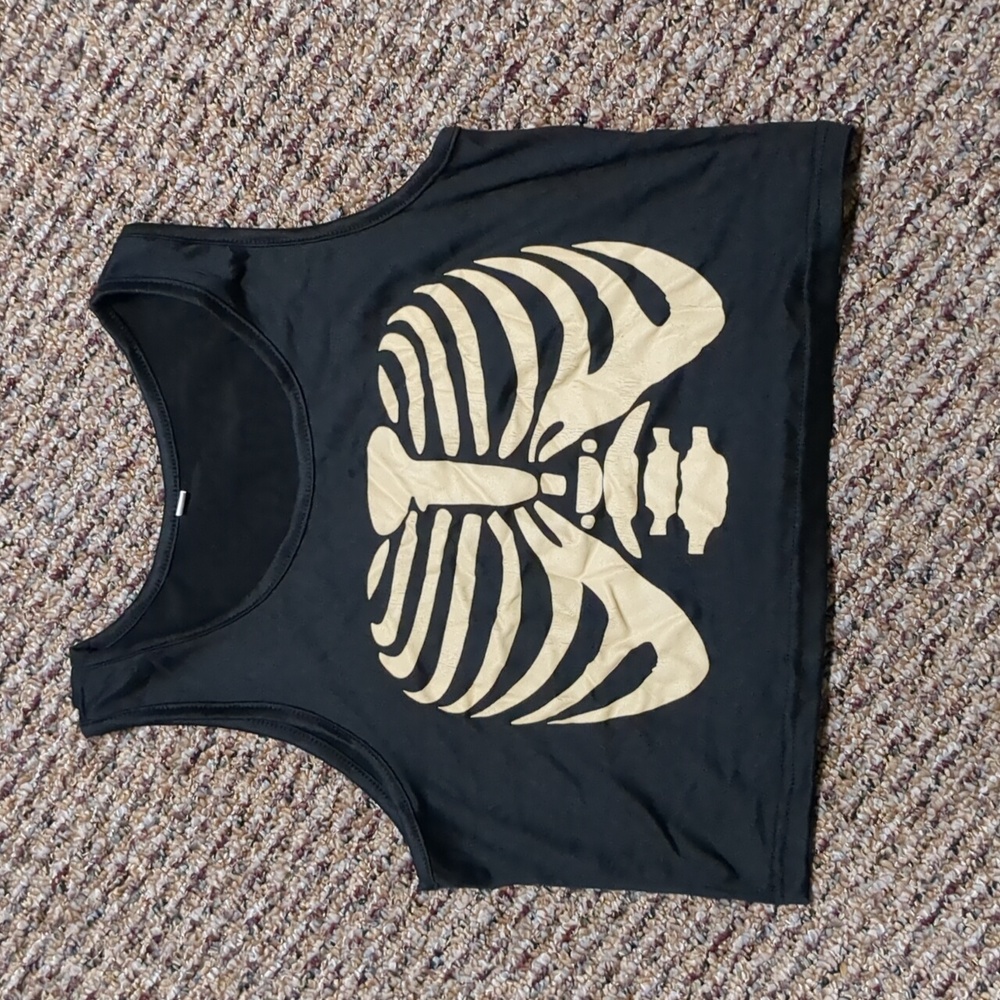 Rib Cage Crop Top Skeleton Zombie Halloween Costume